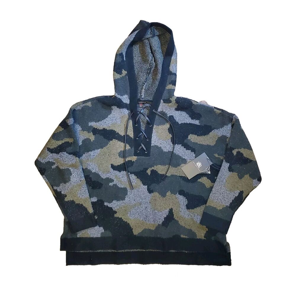 Rock and Republic Women's Hooded Pullover Camo Sweater Size XXL
